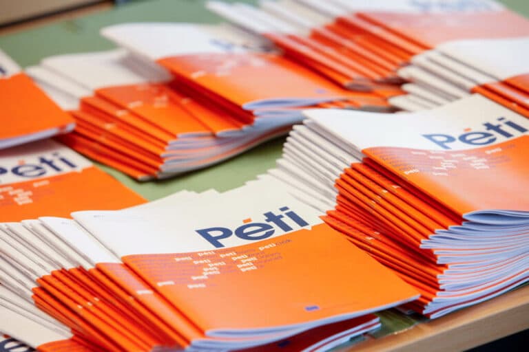 Audition of the candidates for the post of European Ombudsman. Stacks of PETI leaflets. Documents Stacks