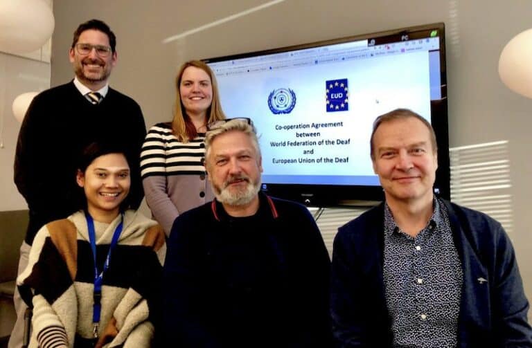 A cooperation meeting between the European Union of the Deaf (EUD) and the World Federation of the Deaf (WFD) took place in Helsinki, Finland